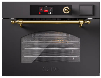 Компактный духовой шкаф Ultracombi 3 в 1 ILVE 645-SNHSW/AWG античный белый (ручки латунь) УЦЕНКА