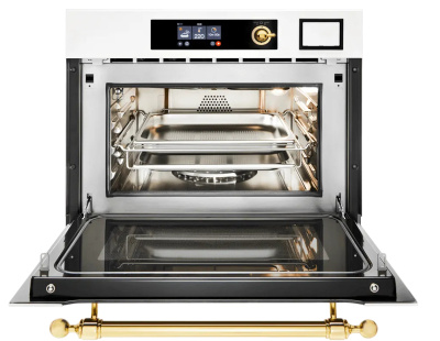 Компактный духовой шкаф Ultracombi 3 в 1 ILVE 645-SNHSW/AWG античный белый (ручки латунь) УЦЕНКА